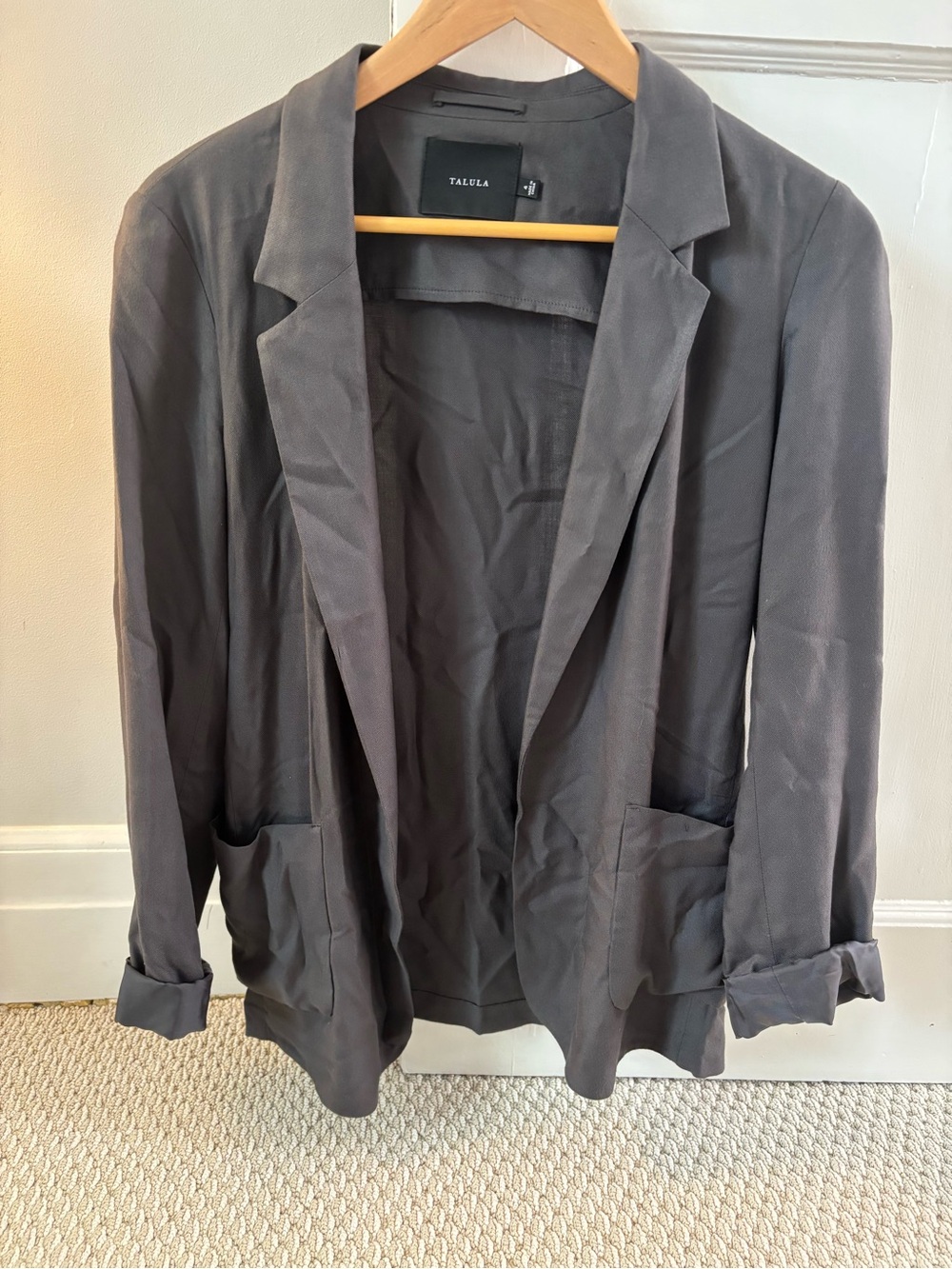 Talula Charcoal Open-Front Lightweight Blazer
